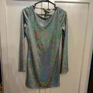 Sequin Backless Dress - Silver